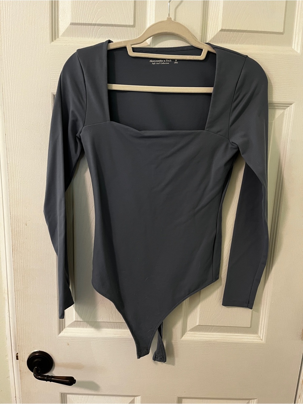 Abercrombie & Fitch Blue/Gray Square-Neck Long Sleeve Bodysuit